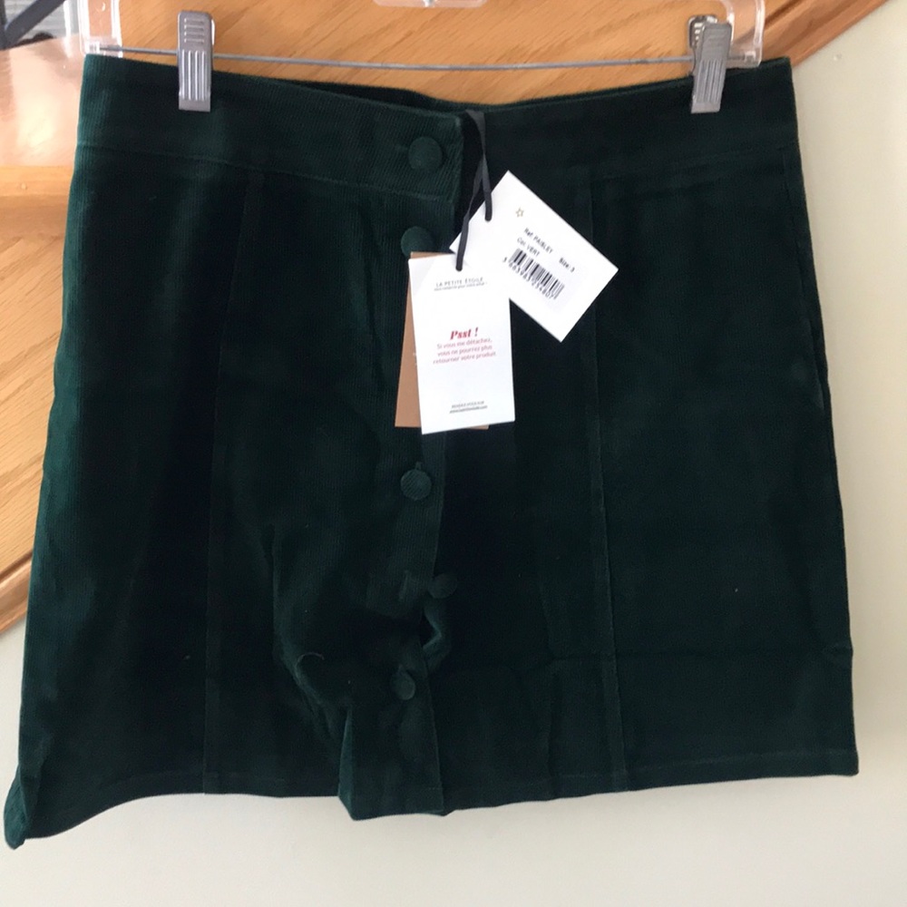 La Petite Etoile Skirt Size 3 Green Corduroy New With Tags